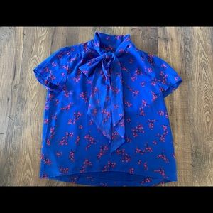 Floral tie neck blouse
